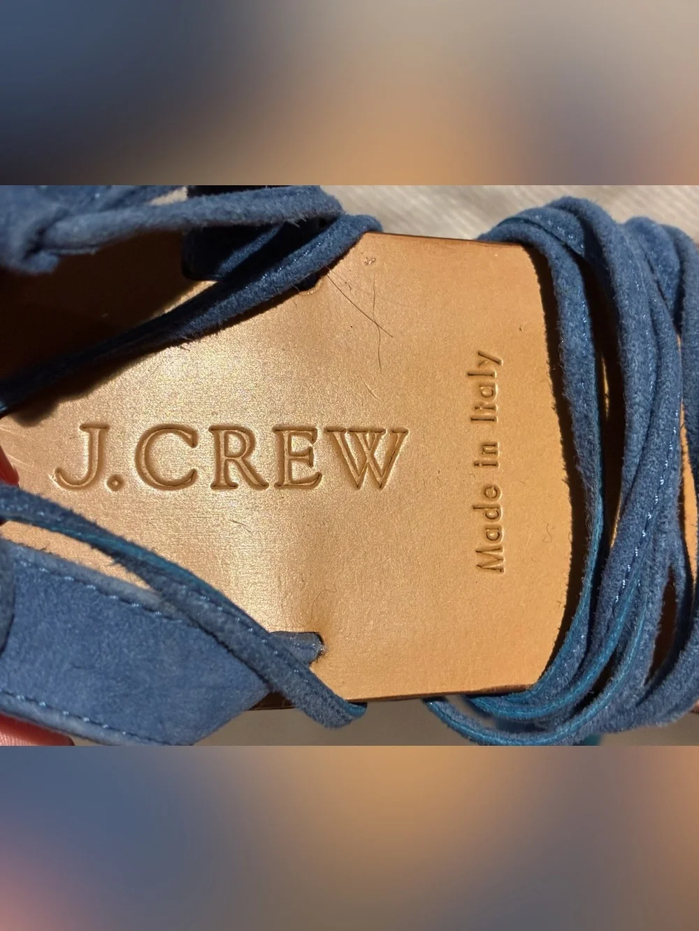 J. Crew Blue Lace-Up Suede Flat Sandals, Made in Italy, sz US 5